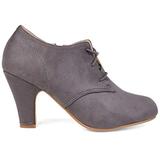 Brinley Co. Womens Vintage Round Toe High Heel Lace-up Faux Suede Booties Grey, 6 Wide Width US screenshot. Shoes directory of Clothing & Accessories.