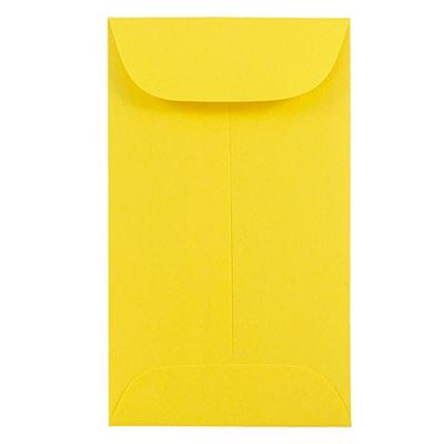 JAM PAPER #6 Coin Business Colored Envelopes - 3 3/8 x 6 - Yellow Recycled - 100/Pack