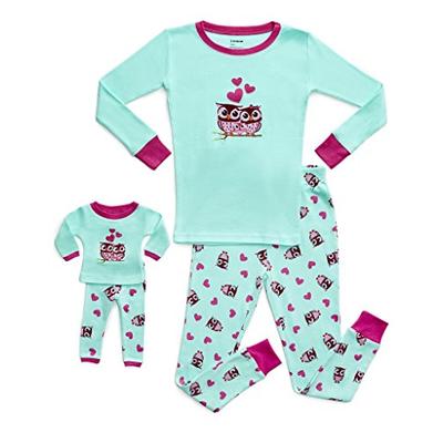 Leveret Kids & Toddler Pajamas Matching Doll & Girls Pajamas 100% Cotton Pjs Set (Owl,8 Years)