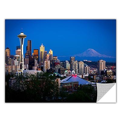 ArtWall Apeelz Cody York 'Seattle and Mt. Rainier' Removable Graphic Wall Art, 16 by 24-Inch