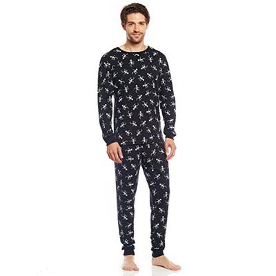Leveret Men's Black Skeleton 2 Piece Pajama Set 100% Cotton (Medium)