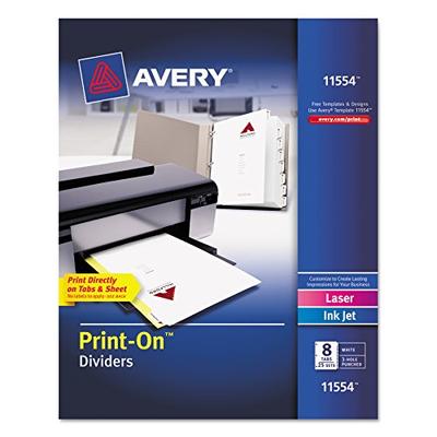 Avery Print-On Dividers, White, 8 Tabs, 25 Sets (11554)