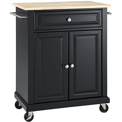 Crosley Furniture Cuisine Kitchen Island with Natural Wood Top - Black