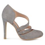 Brinley Co. Womens Round Toe Faux Suede Crossover Strap High Heels Grey, 10 Regular US screenshot. Shoes directory of Clothing & Accessories.