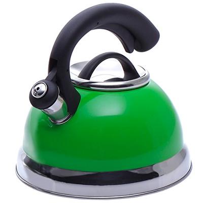 Creative Home 77039 Symphony Green Over Stainless Steel Body Whistling Tea Kettle with Capsulated Bo