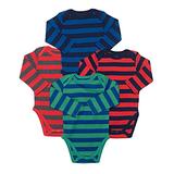 Leveret 4 Pack Long Sleeve Bodysuit 100% Cotton Stripes Boy 18-24 Months Multi 1 screenshot. Infant Bodysuits directory of Clothes.