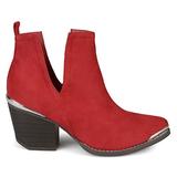 Brinley Co. Womens Faux Suede Stacked Wood Heel Metal Detail Side Slit Booties Red, 8.5 Regular US screenshot. Shoes directory of Clothing & Accessories.