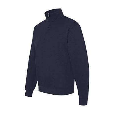 Jerzees Adult NuBlend Quarter-Zip Cadet-Collar Sweatshirt (J Navy) (Large)