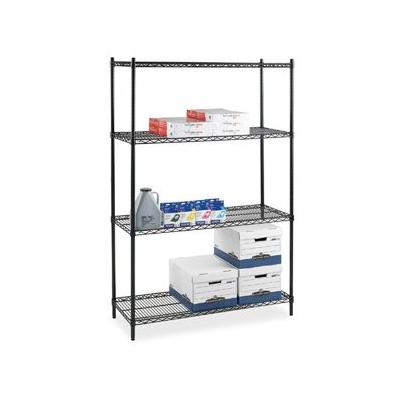 Lorell Starter Shelving Unit, 4 Shelves/4 Posts, 36 by 24 by 72-Inch, Black