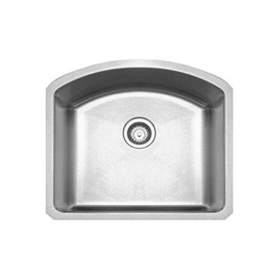 Whitehaus WHNC2321-BSS Haus Series 23 1/4-Inch Single Bowl Undermount Sink, Brushed Stainless Steel