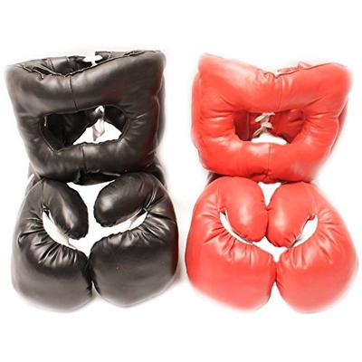 Red Corner VS. Black Corner Boxing Fight Set - Gloves and Headgear (Adult)