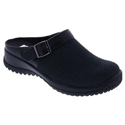 Drew Shoe Savannah 17100 Women's Casual Clog: Black/Wavy/Stretch 8.5 Wide (D) Buckle