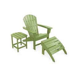 POLYWOOD® South Beach Adirondack 3-Piece Set in Green | 38.5 H x 31.25 W x 33.75 D in | Wayfair PWS176-1-LI