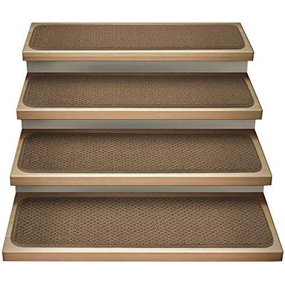 House, Home and More Set of 15 Attachable Indoor Carpet Stair Treads - Toffee Brown - 9 in. X 36 in.