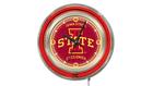 Holland Bar Stool Company NCAA Iowa State Cyclones Double Neon Ring 15-Inch Diameter Logo Clock
