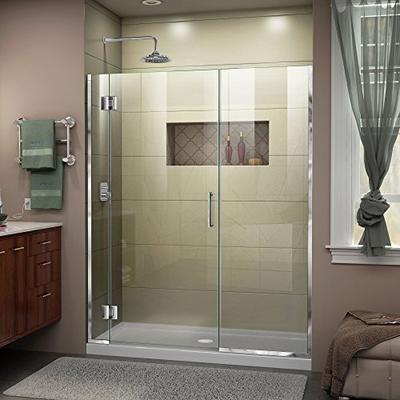 DreamLine Unidoor-X 64-64 1/2 in. W x 72 in. H Frameless Hinged Shower Door in Chrome, D1283072-01