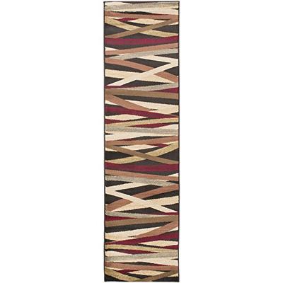 Emmett Brown and Black Modern Area Rug 2' x 7'5"