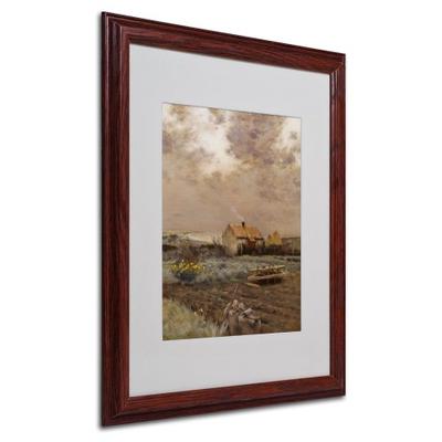 Landscape 1880 by Jean Cazin with Wood Frame Artwork, 16 by 20-Inch