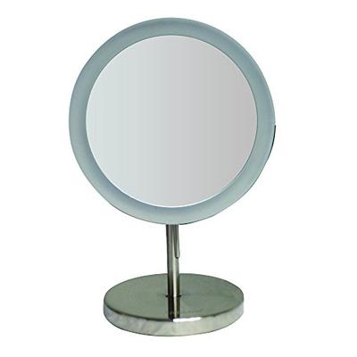 Whitehaus Collection WHMR106-BN Whitehaus Round Freestanding Led 5X Magnified Mirror Brushed Nickel