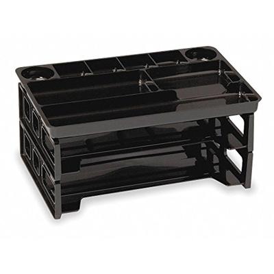 Officemate Two Letter Trays with 9 Compartment Drawer Organizer, Black (22122)