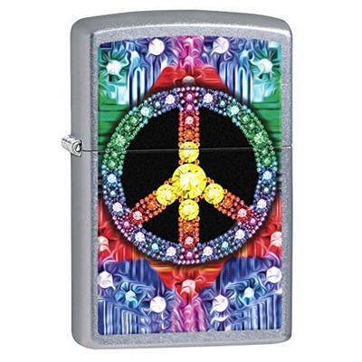 Zippo Lighter: Jeweled Peace Sign - Street Chrome 78288