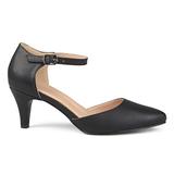Brinley Co. Womens Faux Leather Comfort Sole D'Orsay Ankle Strap Almond Toe Heels Black, 8.5 Regular screenshot. Shoes directory of Clothing & Accessories.