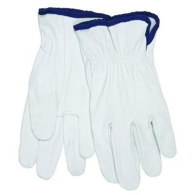 MCR Safety 3601M Premium Grain Goatskin Driver Gloves with Straight Thumb, White, Medium, 12-Pair