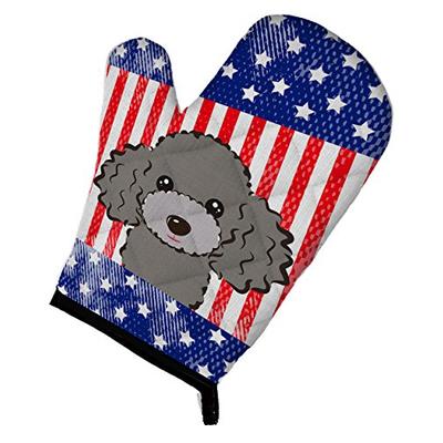 Caroline's Treasures BB2189OVMT American Flag and Silver Gray Poodle Oven Mitt, Large, multicolor