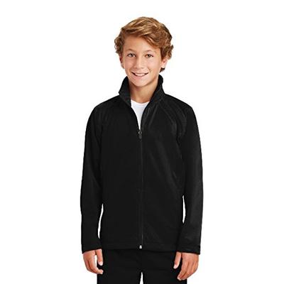 Sport-Tek Boys' Tricot Track Jacket XL Black/Black