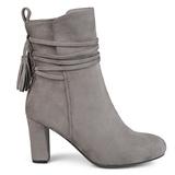 Brinley Co. Womens Faux Suede Wrap Strap Tasseled Booties Grey, 8.5 Regular US screenshot. Shoes directory of Clothing & Accessories.
