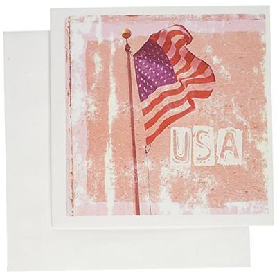 3dRose American Flag USA Art Patriotic Americana Photography - Greeting Cards, 6 x 6 inches, set of