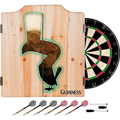 Trademark Gameroom Guinness Feathering Dart Cabinet Set with Darts & Board