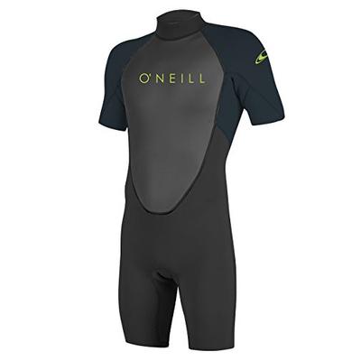 O'Neill Youth Reactor-2 2mm Back Zip Short Sleeve Spring Wetsuit, Black/Slate, 16
