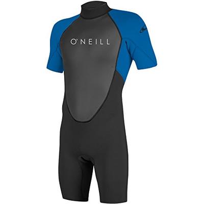 O'Neill Youth Reactor-2 2mm Back Zip Short Sleeve Spring Wetsuit, Black/Ocean, 4