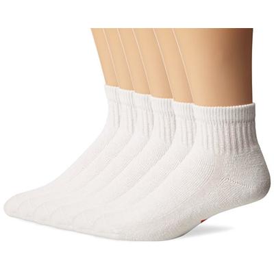 Wigwam Men's Super 60 Quarter 6 Pack Socks, White, Large