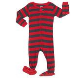 Leveret Striped Footed Pajama Sleeper 100% Cotton (3 Years, Red & Grey) screenshot. Sleepwear directory of Clothes.