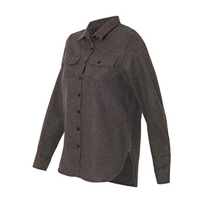 Burnside 5200 Women's Women's Long Sleeve Solid Flannel Shirt Charcoal Medium