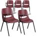 Flash Furniture 5 Pk. Burgundy Ergonomic Shell Chair with Right Handed Flip-Up Tablet Arm