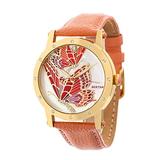 Bertha Isabella MOP Leather-Band Ladies Watch - Gold/Coral screenshot. Watches directory of Jewelry.
