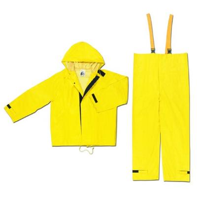 MCR Safety 8402X4 Hydroblast Neoprene/Nylon 2-Piece Rainsuit with Attached Hood, Yellow, 4X-Large