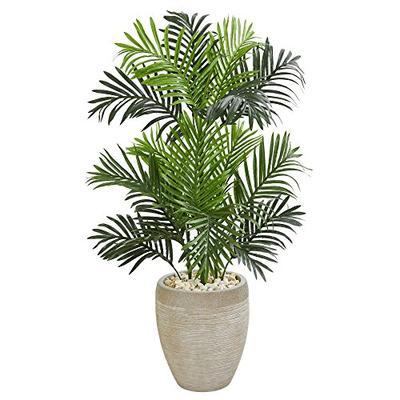 Nearly Natural 5690 Paradise Palm Artificial Sand Colored Planter Silk Trees Green