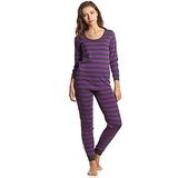 Leveret Womens Fitted Striped 2 Piece Pajama Set 100% Cotton (Medium, Purple & Grey) screenshot. Pajamas directory of Lingerie.