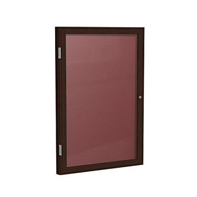 Ghent 3" x 2" 1 Door Enclosed Flannel Letter Board, Burgundy, Wood Frame Walnut Finish (PN132B-BG)