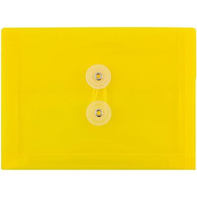 JAM PAPER Plastic Envelopes with Button & String Tie Closure - Index Size - 5 1/2 x 7 1/2 - Yellow -