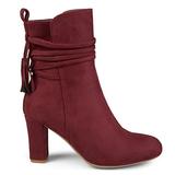 Brinley Co. Womens Faux Suede Wrap Strap Tasseled Booties Wine, 9 Regular US screenshot. Shoes directory of Clothing & Accessories.