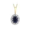 CARISSIMA Gold Women's 9ct Yellow Gold Sapphire and Diamond Cluster Pendant on Curb Chain of 46cm/18