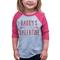 7 ate 9 Apparel Girl's Daddy's Little Valentine Toddler Vintage Baseball Tee Medium Pink and Grey