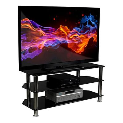 Mount-It! Glass TV Stand for Flat Screen Televisions Fits 40 42 46 47 50 55 60 Inch LCD LED OLED 4K