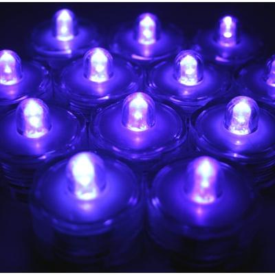 Pack of 48 - Purple - Submersible Waterproof Underwater Tea Light Sub Lights Battery LED TeaLight ~
