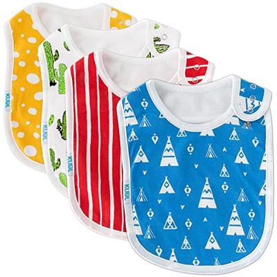 Baby Bibs Large Burpy Cloth 4 Pack Gift Set Soft Absorbent Feeding Reflux Drool Teething Bibs, Adjus